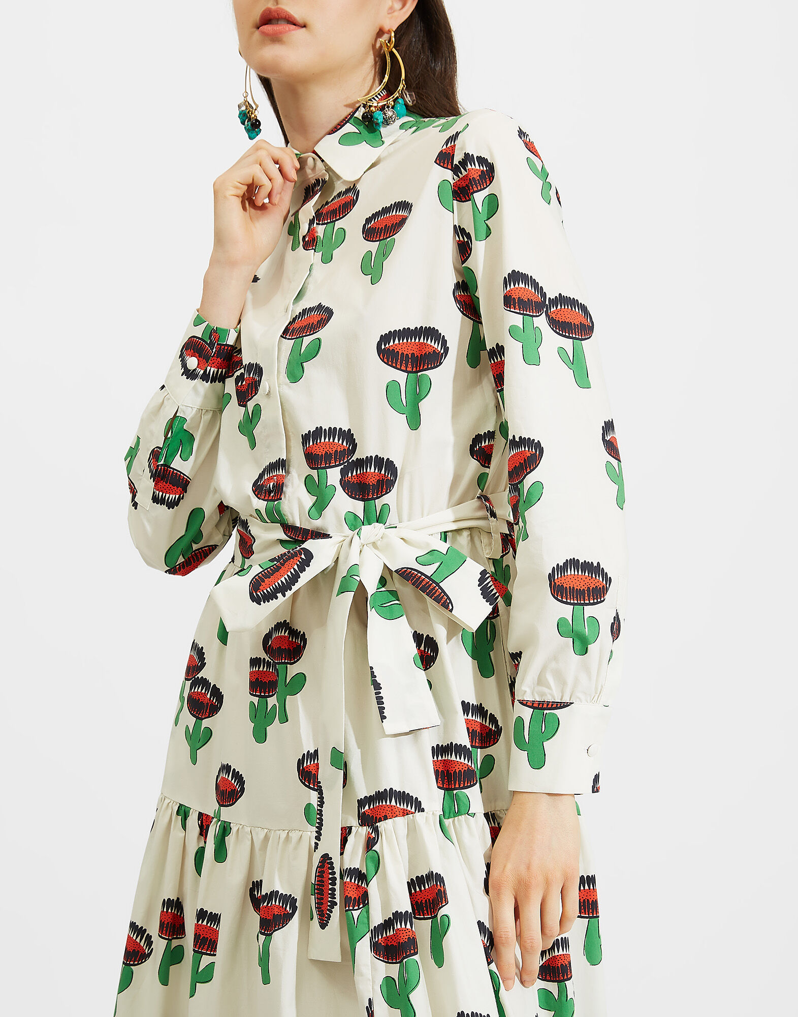 Bellini Dress La DoubleJ: Chirpy Cactus Bellini Dress LaDoubleJ: Chirpy Cactus DRE0016COT001