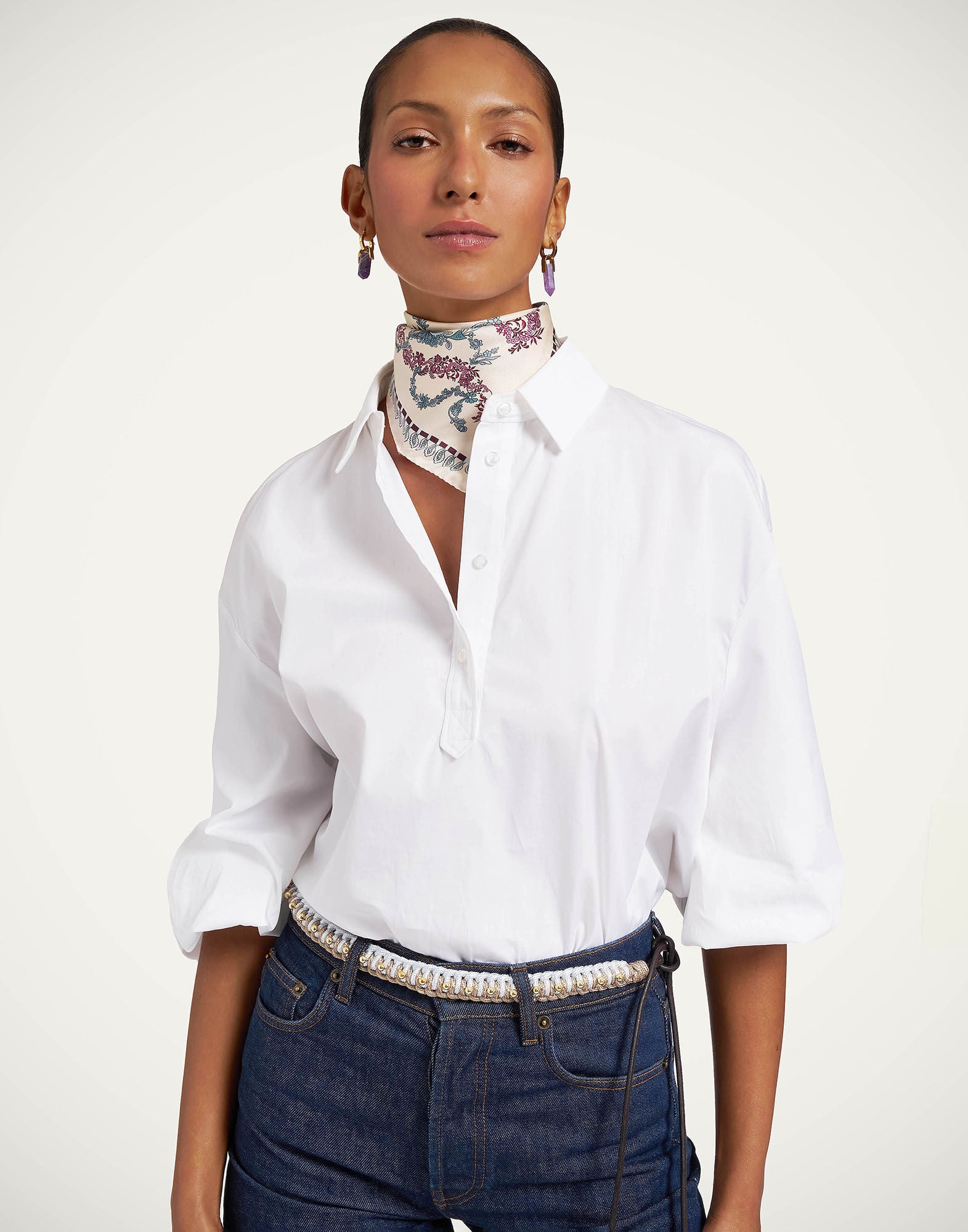 Foulard 45 La DoubleJ: Wispy Placée Ivory Foulard 45 La DoubleJ: Wispy Placée Ivory SCA0065SIL006