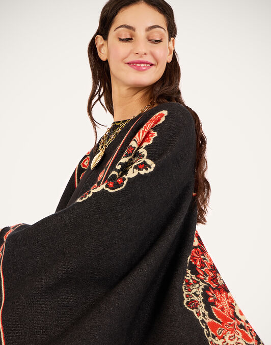 Soul Poncho La DoubleJ: Cornucopia Placée Black Soul Poncho La DoubleJ: Cornucopia Placée Black SCA0059WOL025