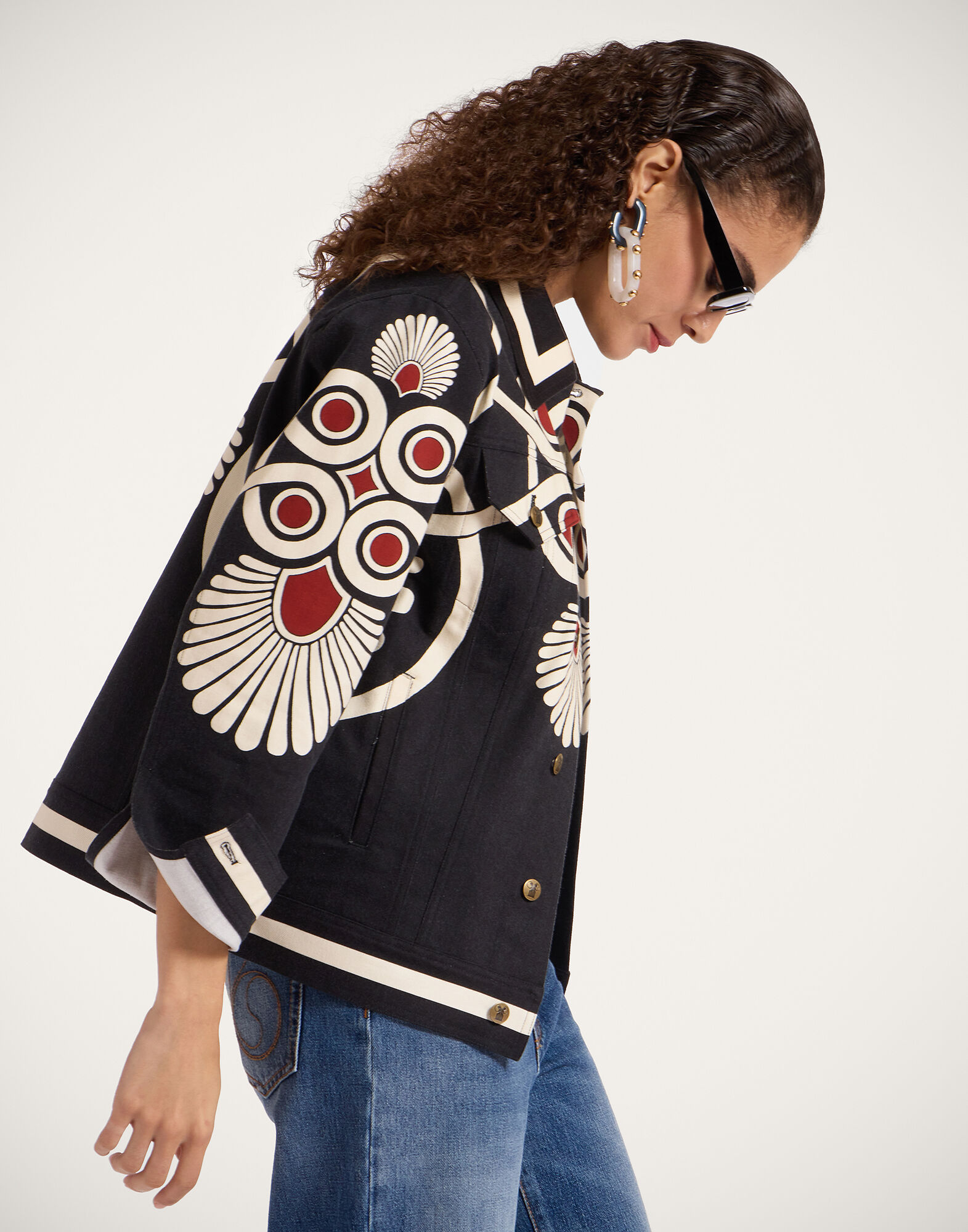 JJ Jean Jacket La DoubleJ: Medallion Placée Black JAC0070DEN001