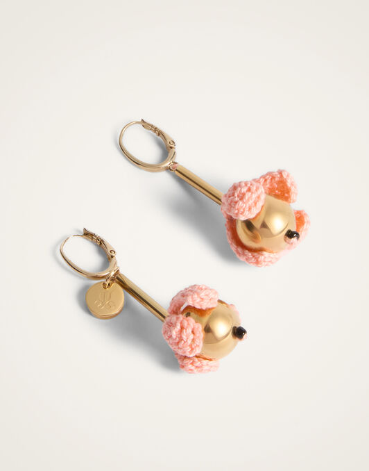 Bouquet Drop Earrings La DoubleJ: 24K Gold Plate & Pink Cotton Crochet Bouquet Drop Earrings La DoubleJ: 24K Gold Plate & Pink Cotton Crochet EAR0075BRA010