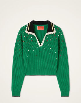 Picket High Sweater La DoubleJ: Solid Green PUL0407KNI037