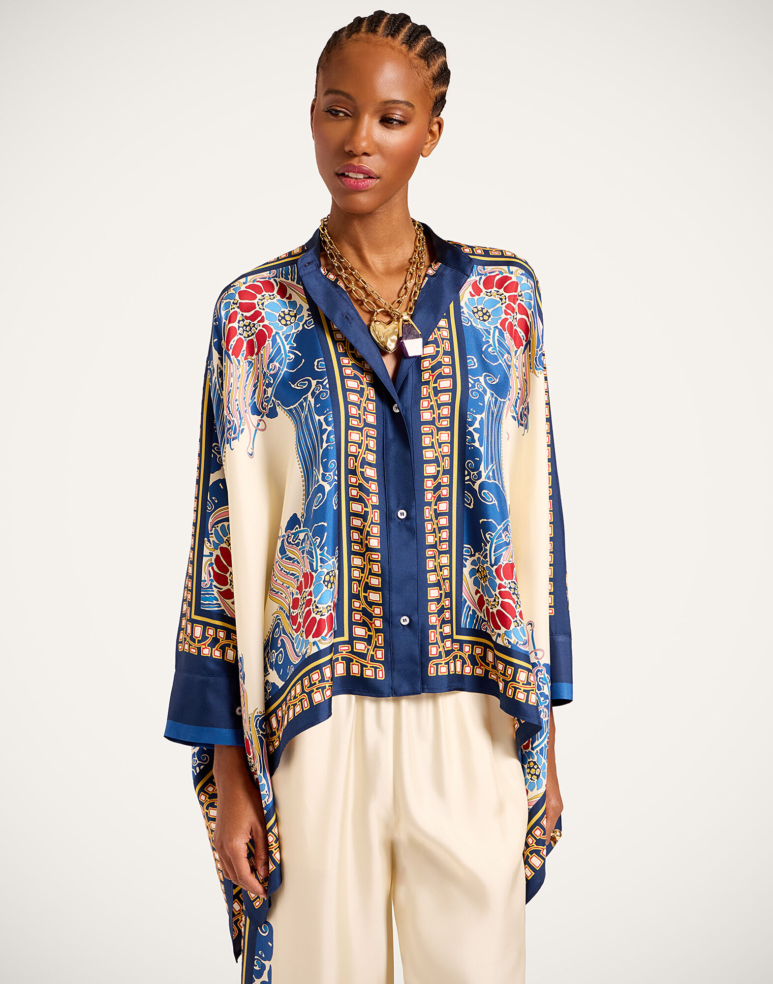 Foulard Shirt La DoubleJ: Lemuria Placée Blue Foulard Shirt La DoubleJ: Lemuria Placée Blue SHI0167LAC008
