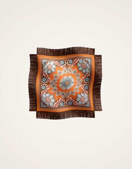Reversible Fringe Foulard 90 La DoubleJ: Chamberlain Placée Orange SCA0073SIL006