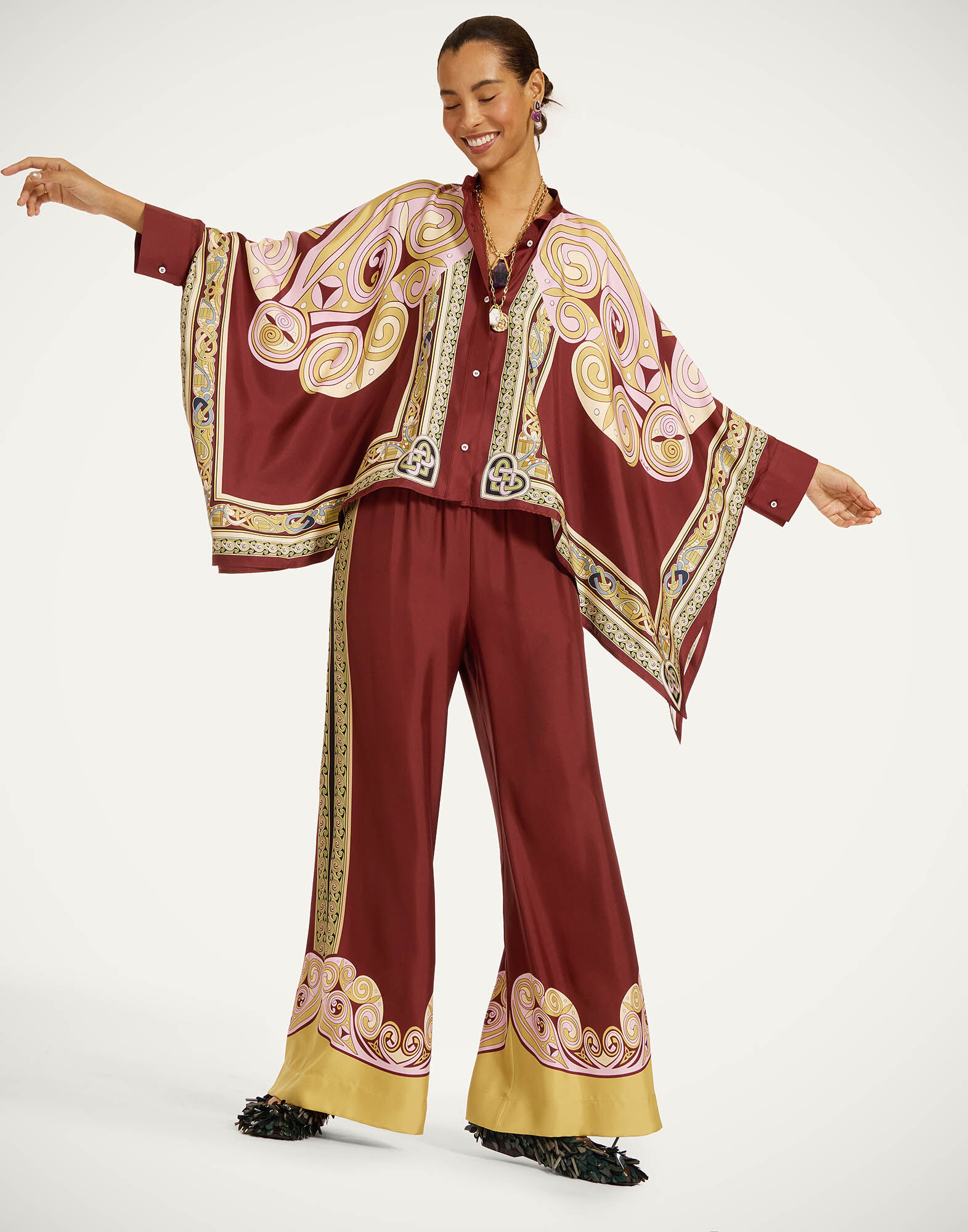 Foulard Shirt La DoubleJ: Kells Swirl Placée Burgundy Foulard Shirt La DoubleJ: Kells Swirl Placée Burgundy SHI0059SIL006