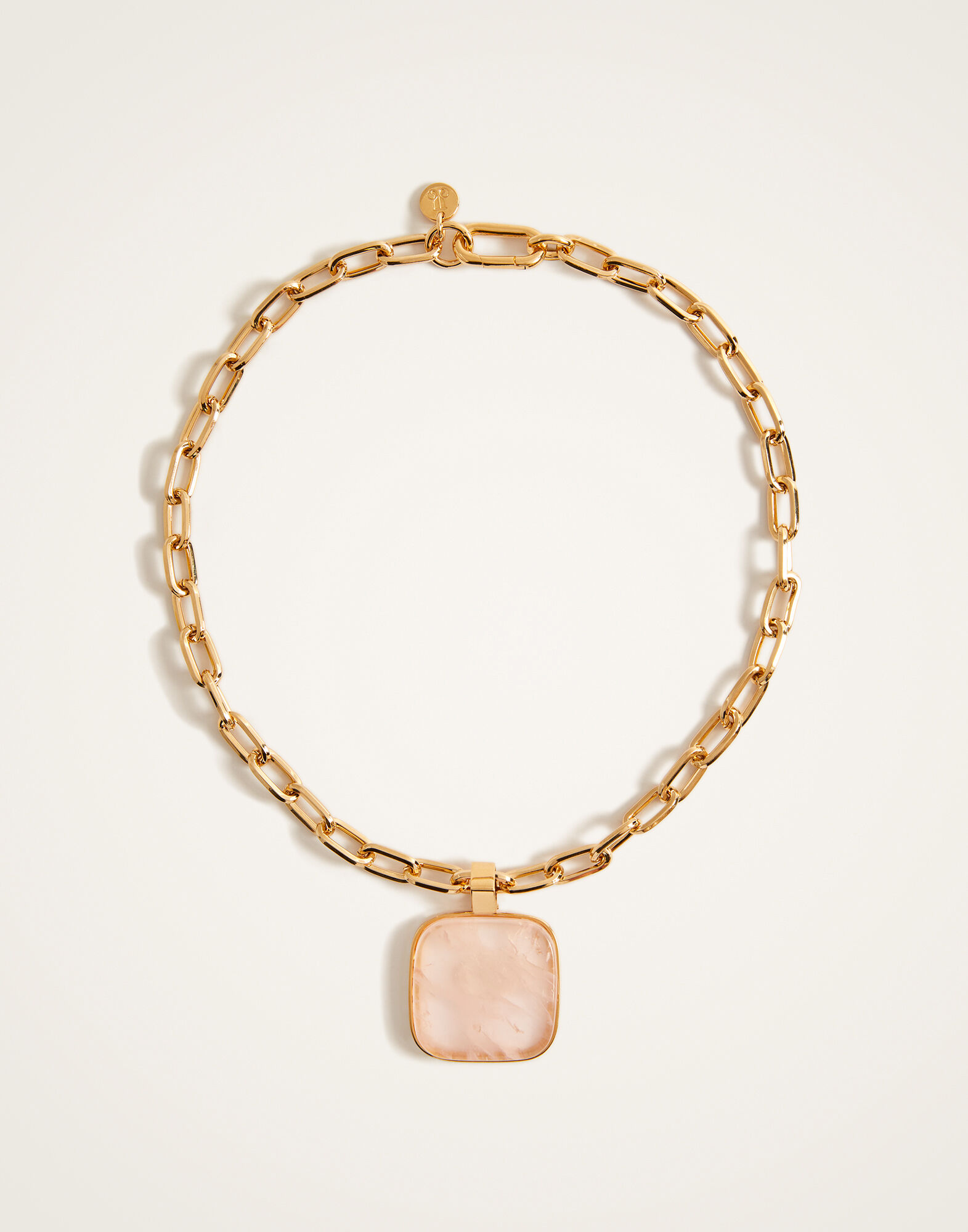Soul Pendant Necklace La DoubleJ: 24k Gold Plate & Pink Quartz Soul Pendant Necklace La DoubleJ: 24k Gold Plate & Pink Quartz NEC0017BRA003