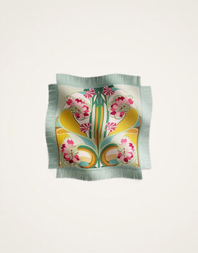 Reversible Fringe Foulard 90 La DoubleJ: Tulip Placée Green SCA0073SIL006