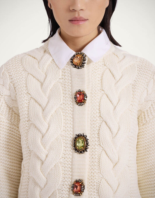 Portrait Cardigan La DoubleJ: Solid Ivory PUL0211KNI120