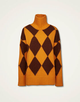 Argyle Sweater La DoubleJ: Yellow / Brown PUL0091KNI064