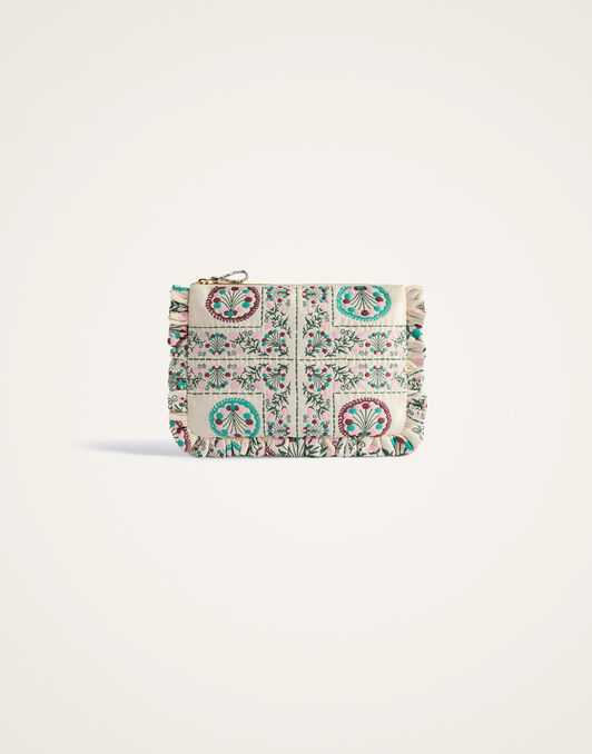 Hand Pochette La DoubleJ: Florette Tiles Ecru Hand Pochette La DoubleJ: Florette Tiles Ecru BAG0059JCQ137