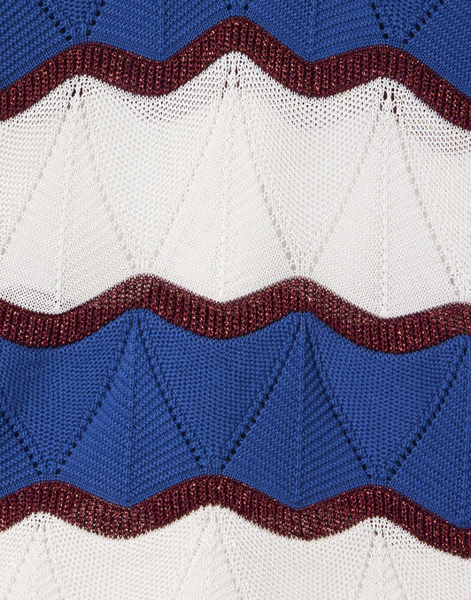 Hang Ten Top La DoubleJ: Color Block Ivory & Blue PUL0334KNI195