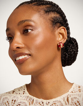 Lady Scarab Earrings La DoubleJ: 24K Gold Plate & Rhinestone EAR0068MET002