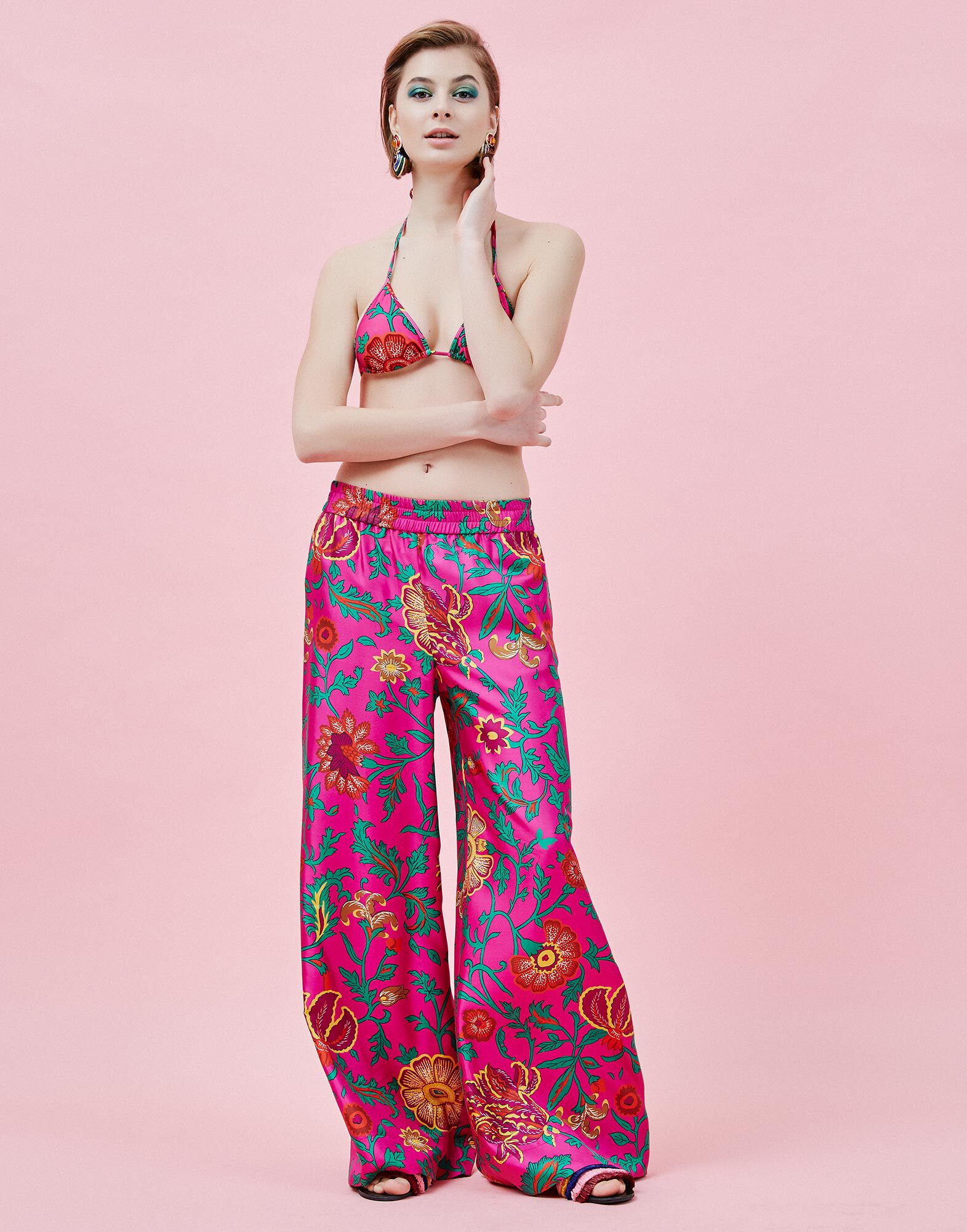 Palazzo Pants La DoubleJ: Dragon Flower Fucsia Palazzo Pants LaDoubleJ: Dragon Flower Fucsia TRO0003SIL001