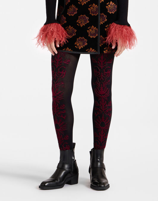 Flocked Tights La DoubleJ: Black & Red Flocked Tights La DoubleJ: Black & Red SOC0014NYL010