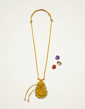 Power Pouch With Crystals La DoubleJ: Solid Yellow BAG0085LEA015