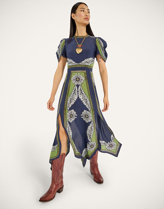 Cherie Scarf Dress La DoubleJ: Bounty Placée Navy DRE0936CRE002