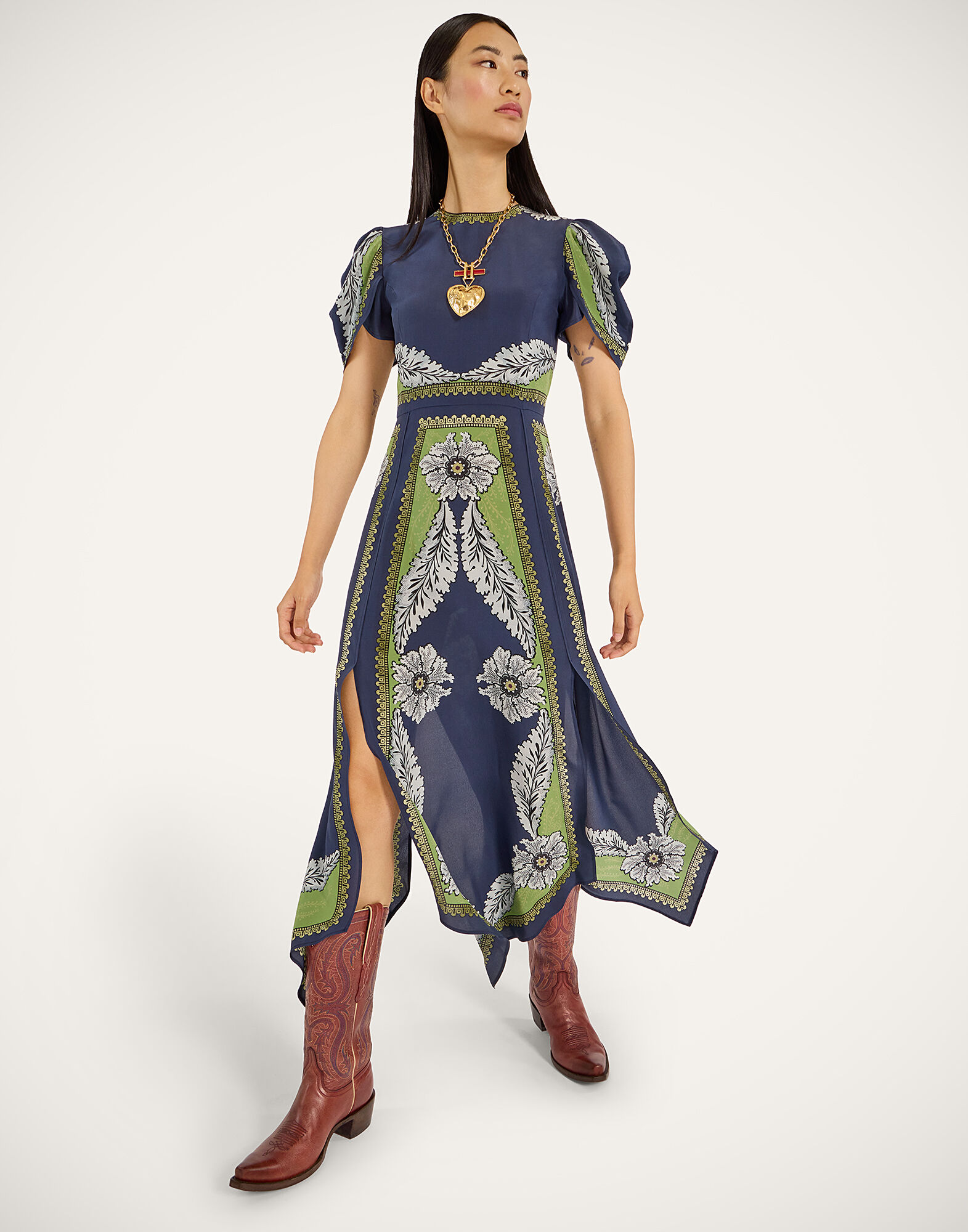 Cherie Scarf Dress La DoubleJ: Bounty Placée Navy DRE0936CRE002