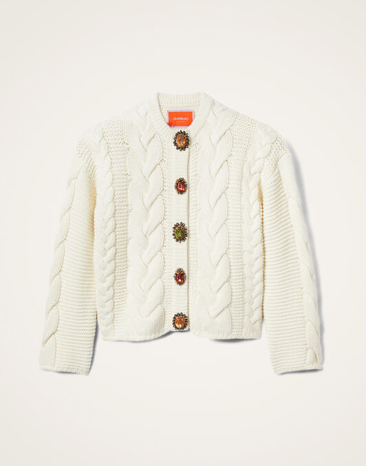 Portrait Cardigan La DoubleJ: Solid Ivory PUL0211KNI120