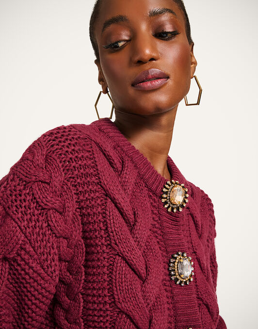 Portrait Cardigan La DoubleJ: Solid Burgundy PUL0211KNI120
