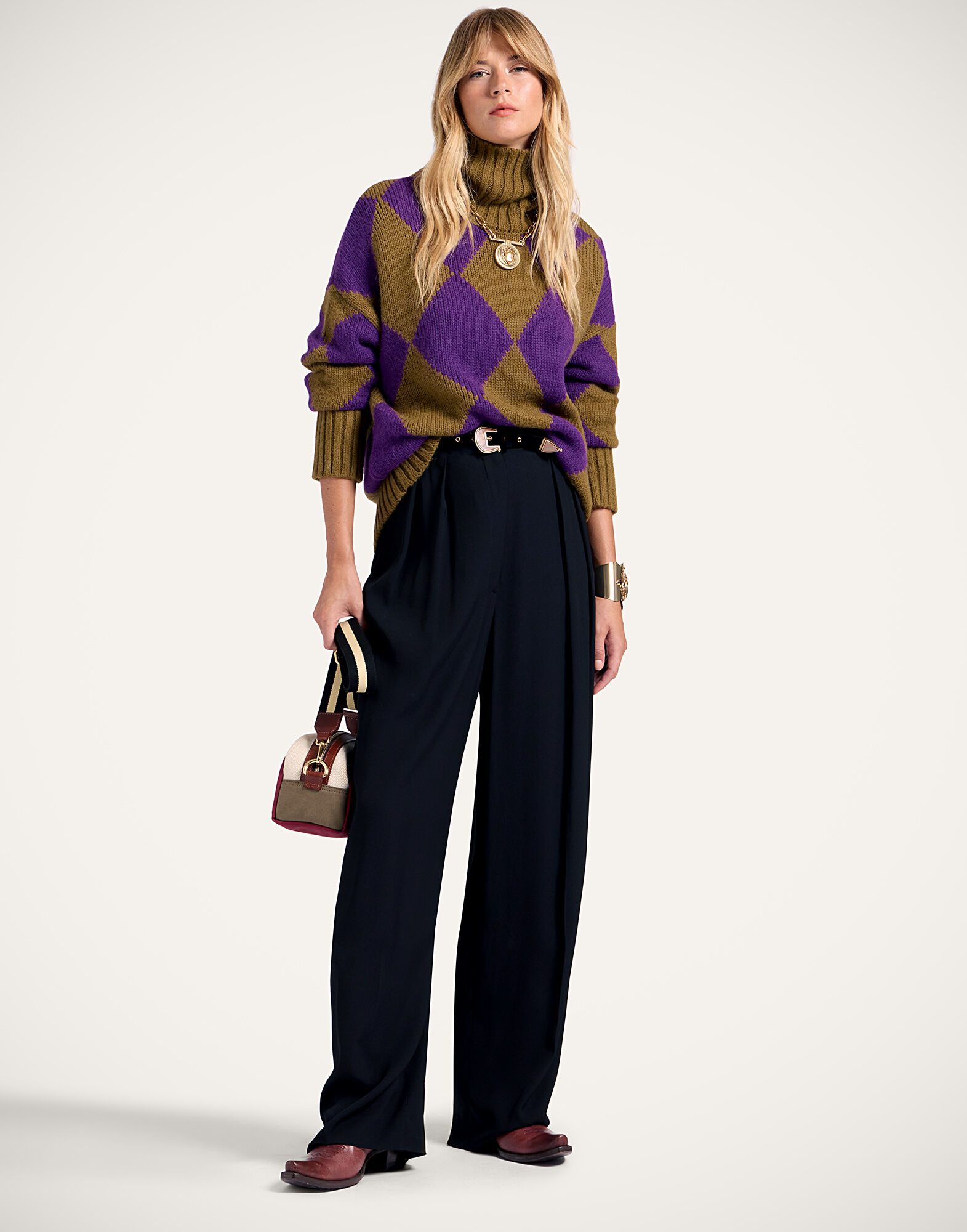 Argyle Sweater La DoubleJ: Green/Purple Argyle Sweater La DoubleJ: Green/Purple PUL0091KNI064