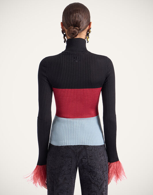 High Kick Top La DoubleJ: Color Block Black & Burgundy PUL0167KNI091