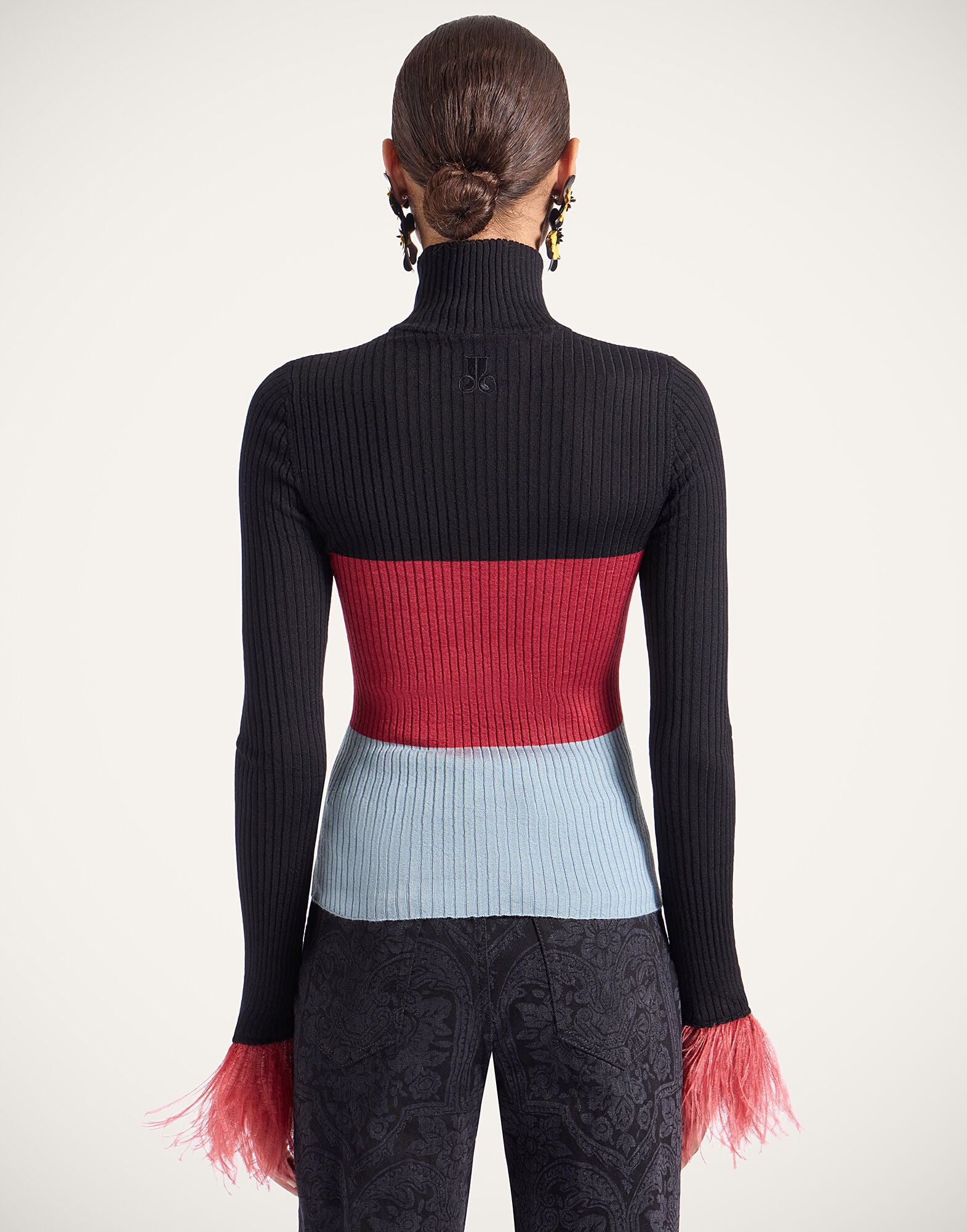 High Kick Top La DoubleJ: Color Block Black & Burgundy PUL0167KNI091