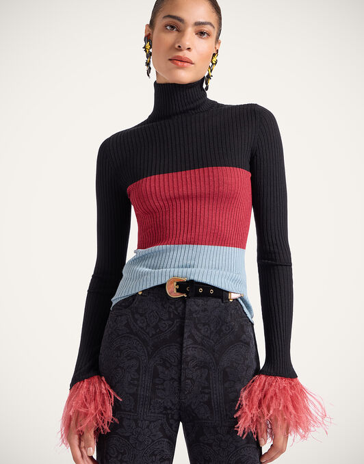High Kick Top La DoubleJ: Color Block Black & Burgundy PUL0167KNI091