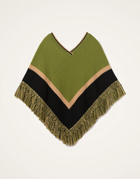 Dreamcatcher Poncho La DoubleJ: Color Block Green & Brown SCA0089KNI180