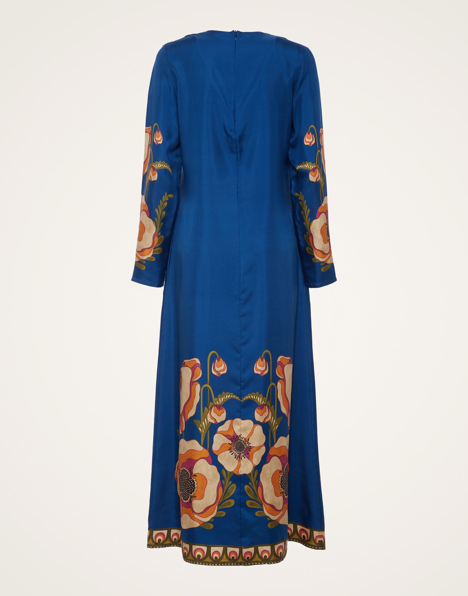 Long Sleeve Swing Dress La DoubleJ: Poppies Blue Placée DRE0231SIL006