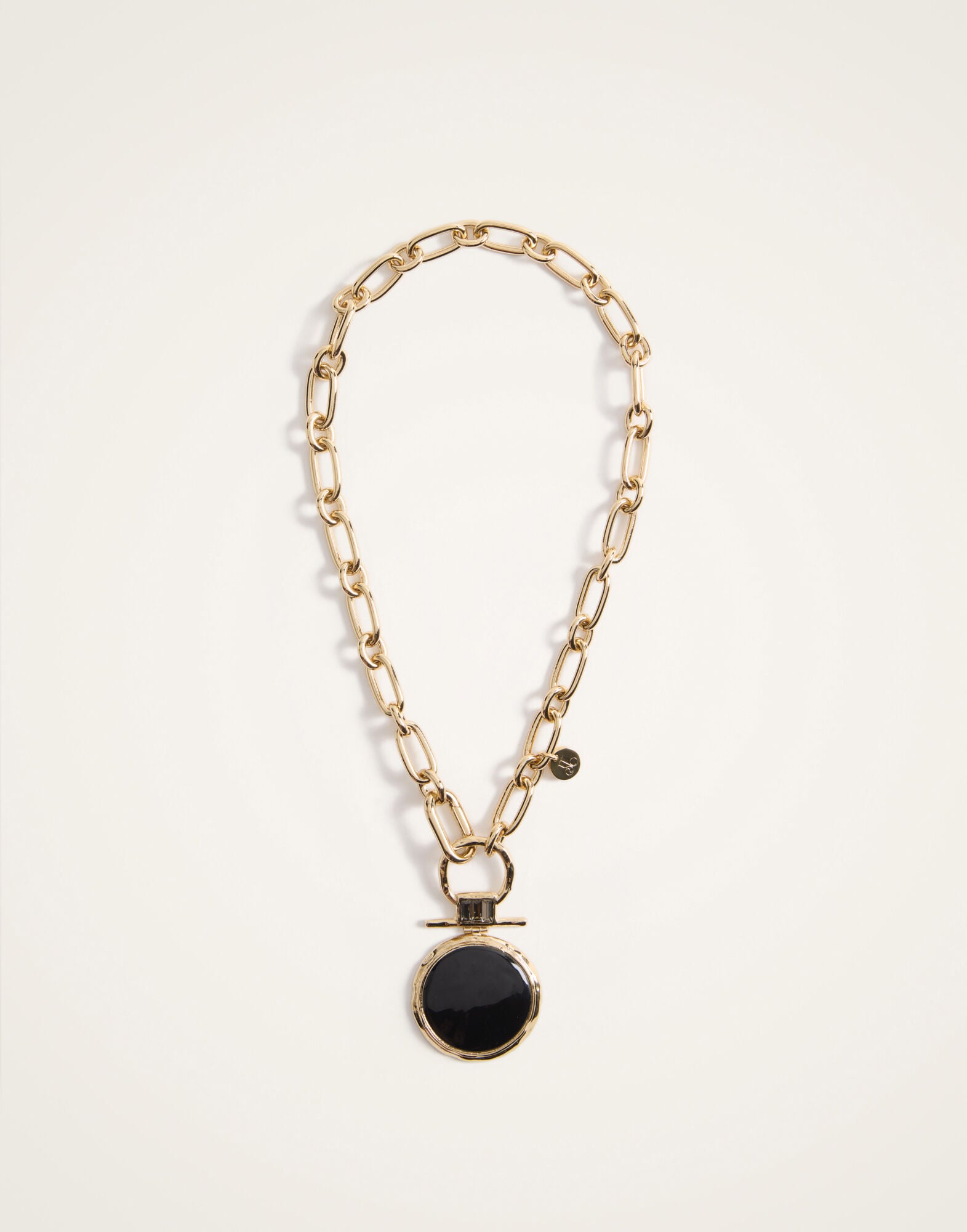 Shen Loop Necklace La DoubleJ: 24K Gold Plate, Black Enamel and Crystals Shen Loop Necklace La DoubleJ: 24K Gold Plate, Black Enamel and Crystals NEC0024BRA003