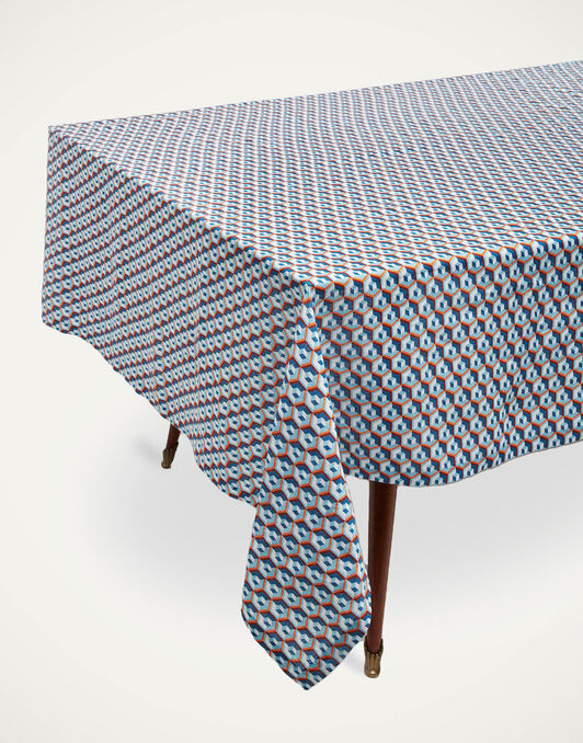 Medium Tablecloth (180x280) La DoubleJ: Cubi Blu TBC0002LIN001