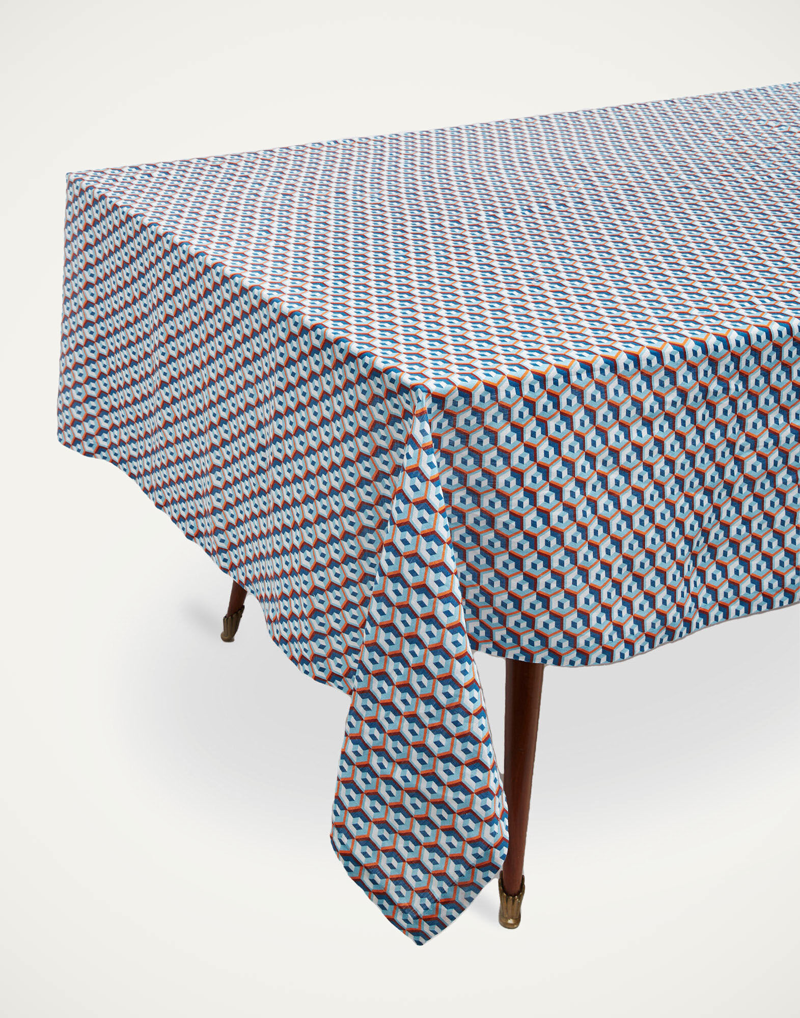 Medium Tablecloth (180x280) La DoubleJ: Cubi Blu TBC0002LIN001
