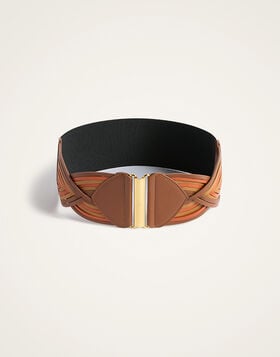Rainbow Belt La DoubleJ: Color Block Orange & Camel BEL0019LEA003