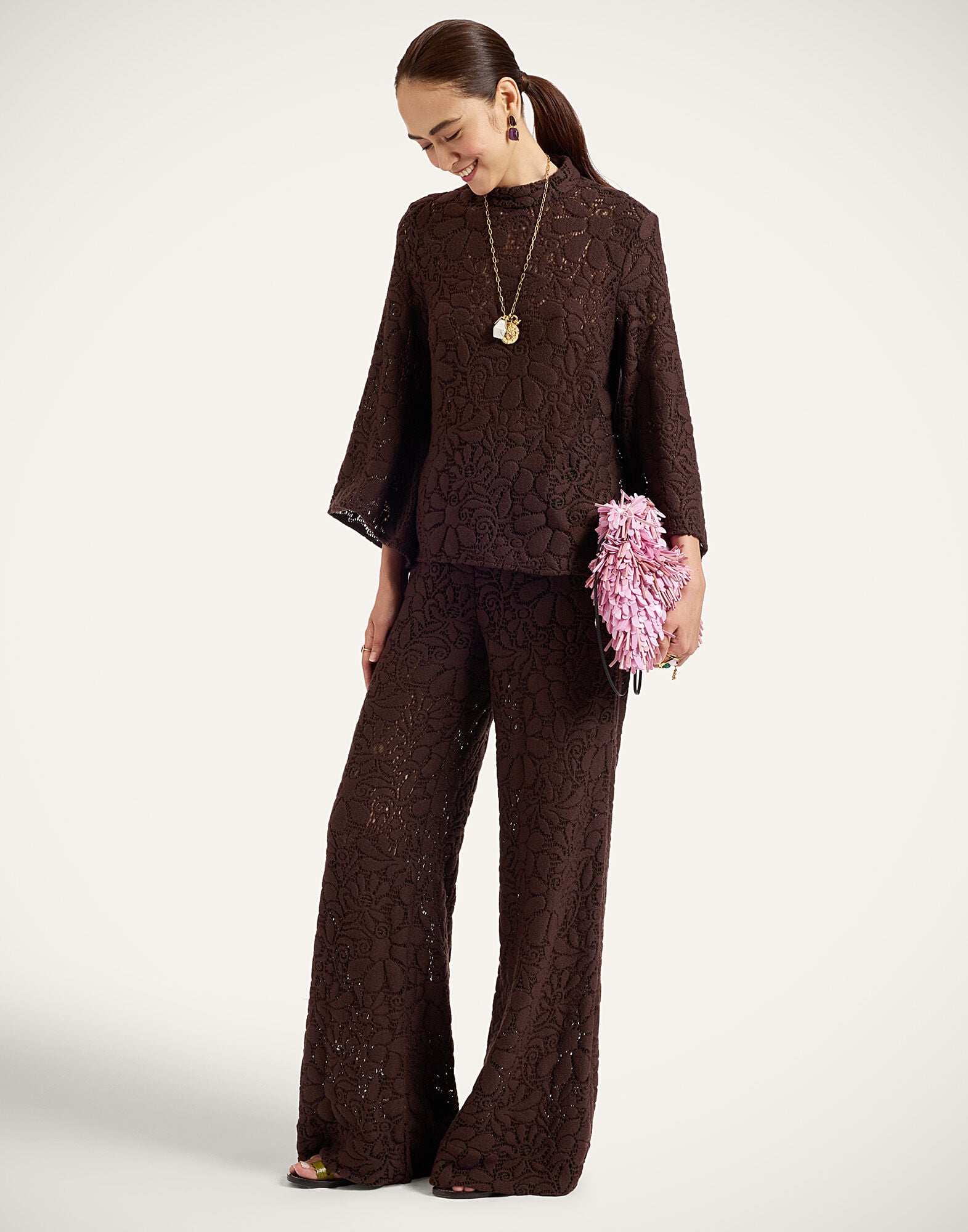 Women's Lacey Make An Exit Top in Solid Chocolate | La DoubleJ