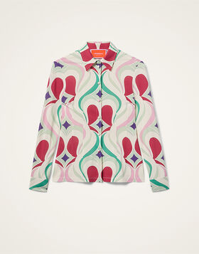 Fitted Shirt La DoubleJ: Macro Jive Ecru SHI0116JER027