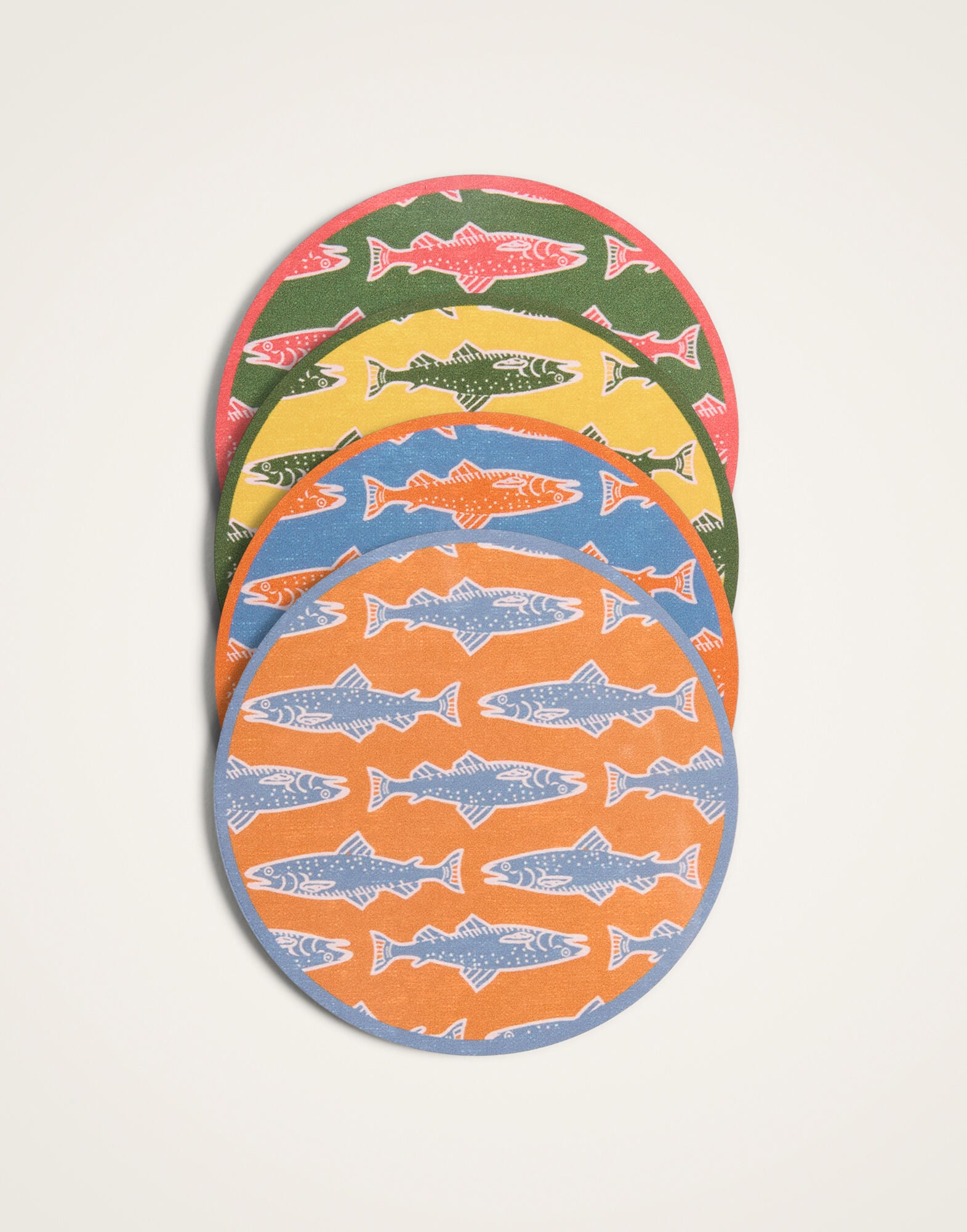 Disk Coasters Set Of 4 La DoubleJ: Como Fish Multicolor Disk Coasters Set Of 4 La DoubleJ: Como Fish Multicolor CST0009CRK001