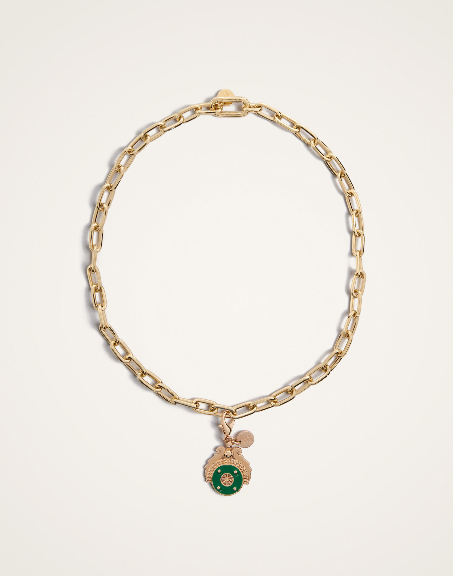 Medallion Charm La DoubleJ: 24k Gold Plate & Green Enamel Medallion Charm La DoubleJ: 24k Gold Plate & Green Enamel CHM0009BRA003