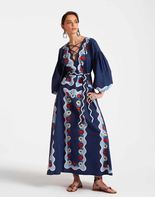 Viviana Dress La DoubleJ: Whitsun Placée Blue DRE0716COT056