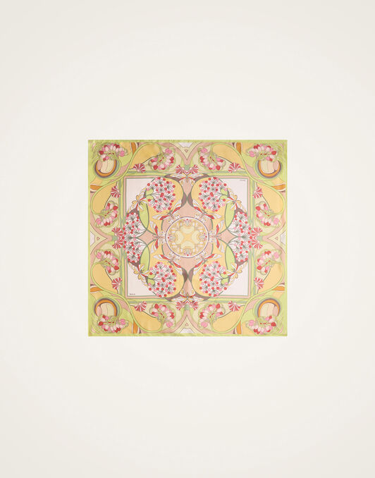 Reversible Foulard 90 La DoubleJ: Florette Placée Fuchsia Reversible Foulard 90 La DoubleJ: Florette Placée Fuchsia SCA0099SIL006