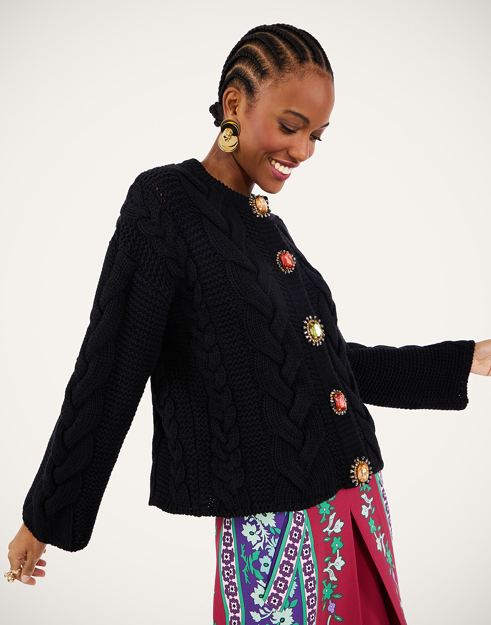 Portrait Cardigan La DoubleJ: Solid Black PUL0211KNI120