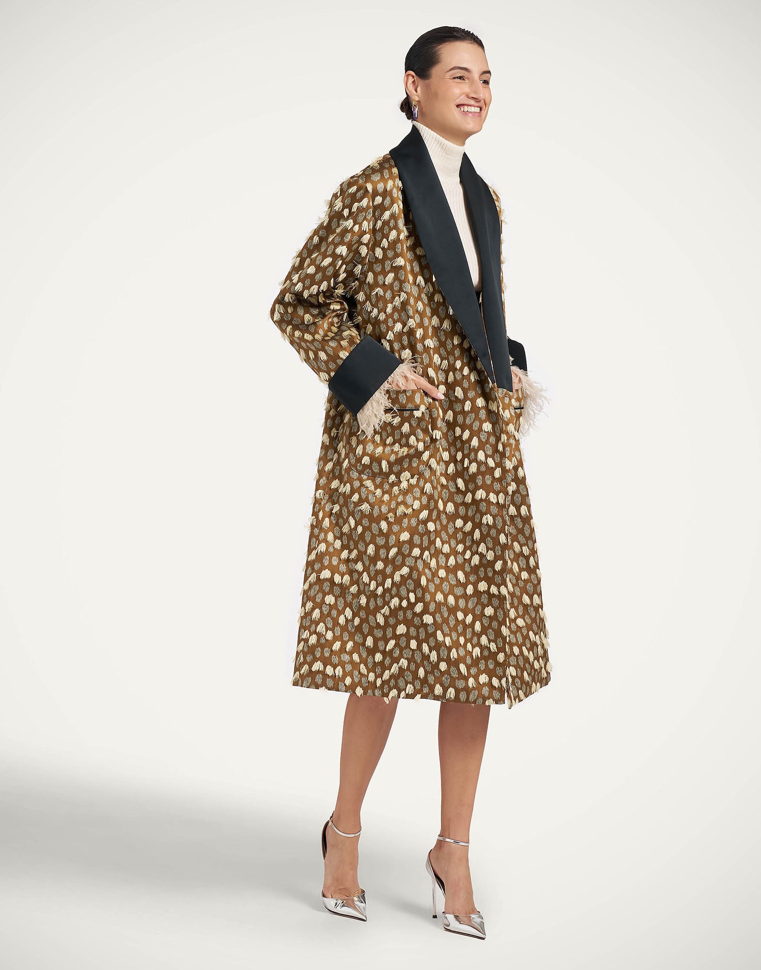 Boudoir Coat La DoubleJ: Spots Caramel JAC0219JCQ155