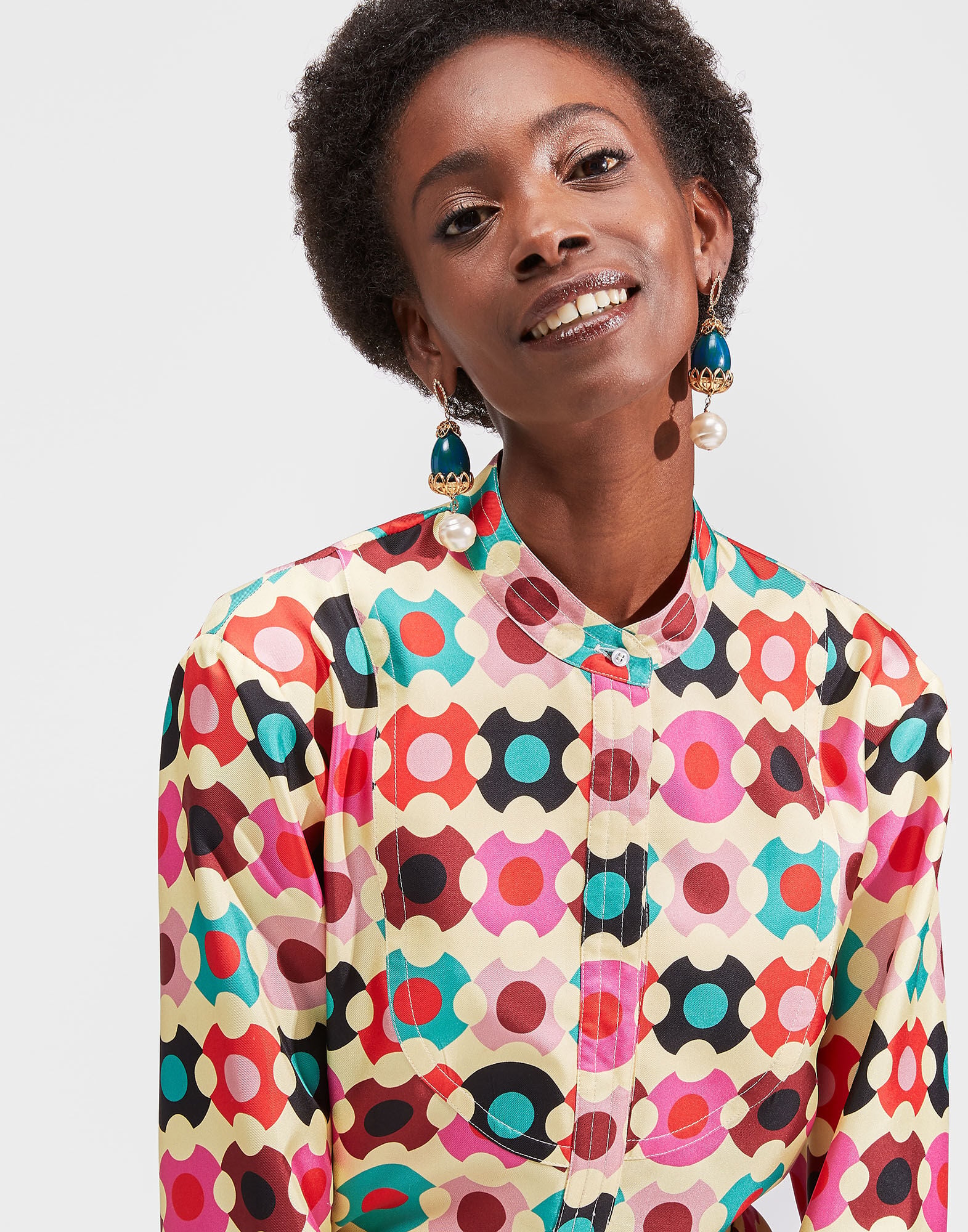Portofino Shirt La DoubleJ: Groovy Dot Giallo Portofino Shirt LaDoubleJ: Groovy Dot Giallo SHI0046SIL001