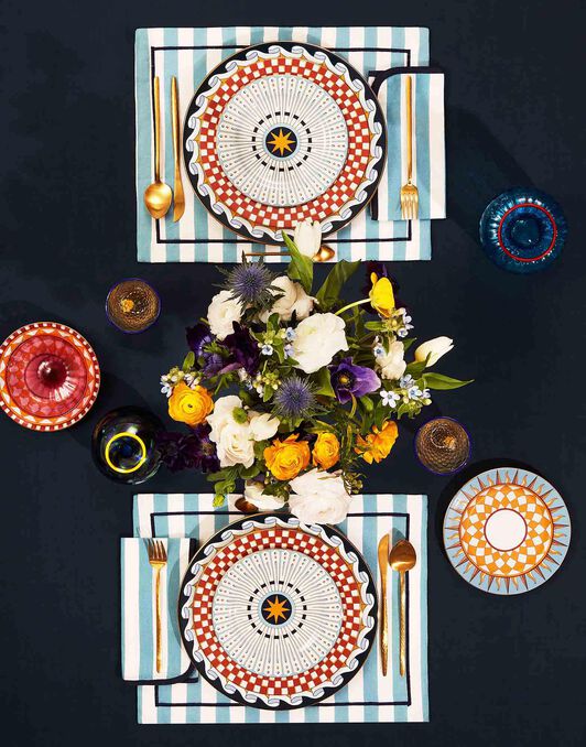 Placemat Set Of 2 La DoubleJ: Riviera Sky Blue Placemat Set Of 2 La DoubleJ: Riviera Sky Blue PMT0006LIN001