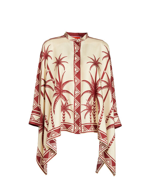 Foulard Shirt La DoubleJ: Date Palms Placée Ivory SHI0167LAC008