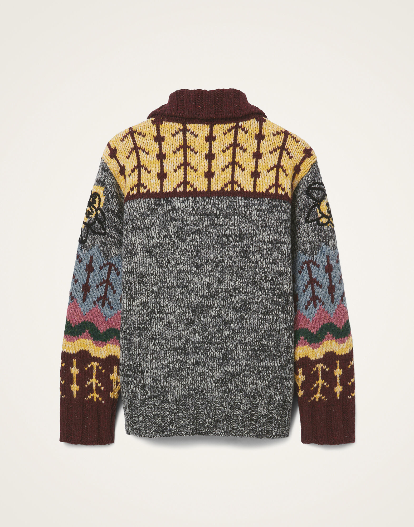Chalet Cardigan La DoubleJ: Multicolor Grey & Yellow PUL0288KNI166