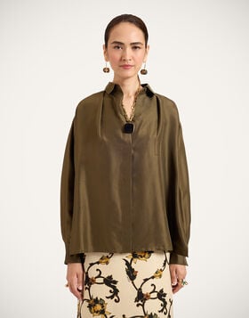 La Scala Shirt La DoubleJ: Solid Moss Green SHI0178SIL031