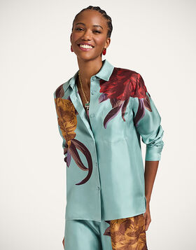 Boy Shirt La DoubleJ: Peony Placée Light Blue SHI0040SIL001