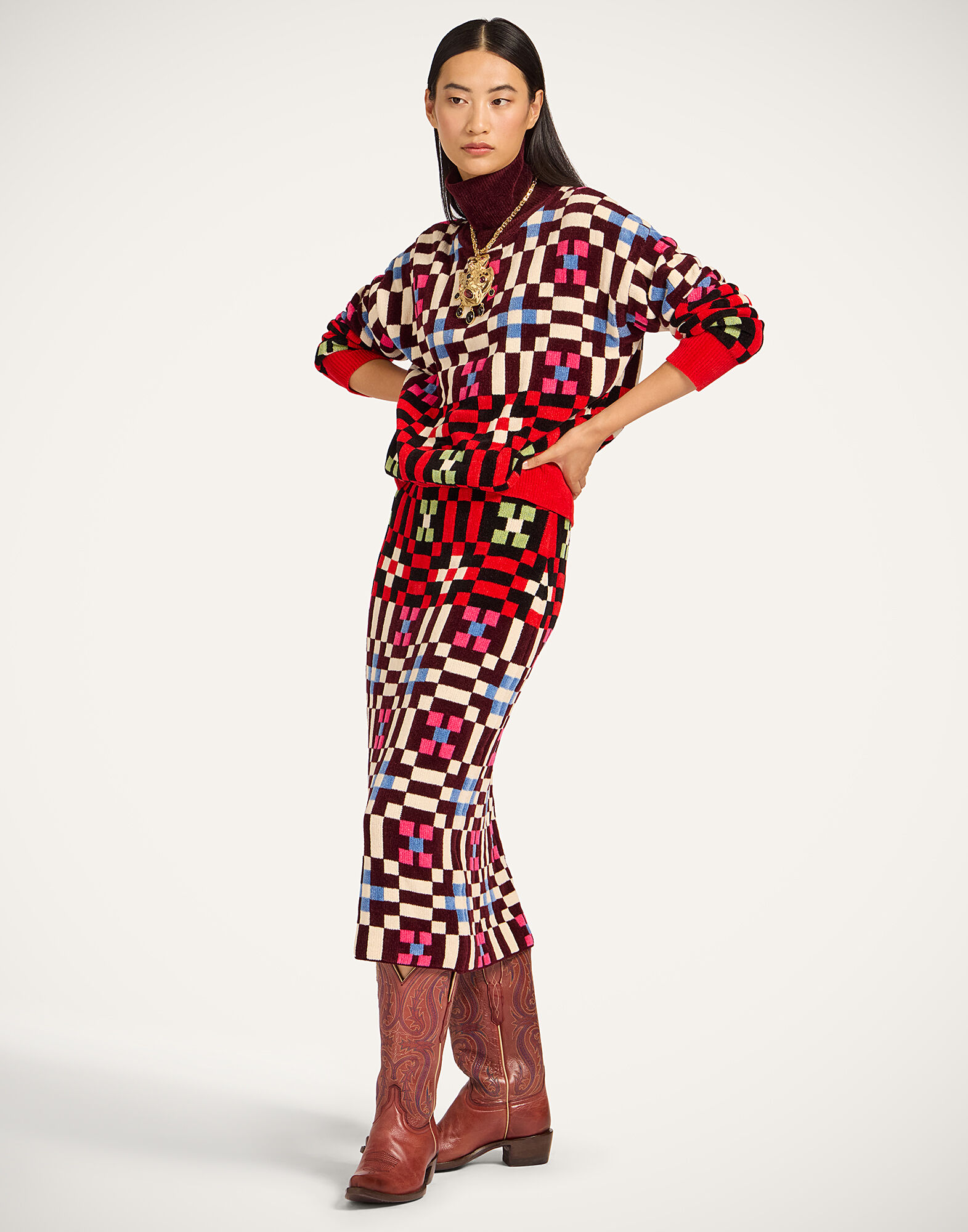 Byte Turtleneck La DoubleJ: Multicolor Pink & Blue Byte Turtleneck La DoubleJ: Multicolor Pink & Blue PUL0309KNI173