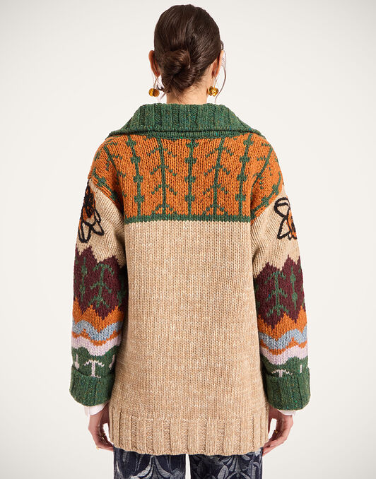 Chalet Cardigan La DoubleJ: Multicolor Camel & Lilac Chalet Cardigan La DoubleJ: Multicolor Camel & Lilac PUL0288KNI166