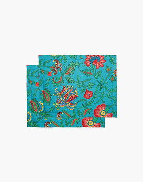 Placemat Set Of 2 La DoubleJ: Dragon Flower Turchese TBM0001LIN005
